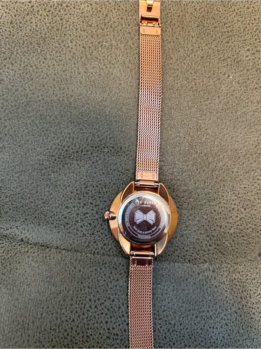 Ted Baker Rose Gold Mesh Band Watch with White Dial